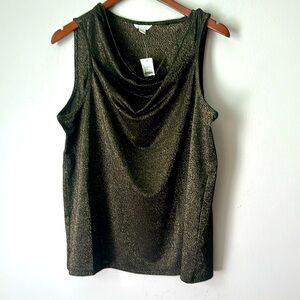Black metallic gold metallic sleeveless top size L NWT